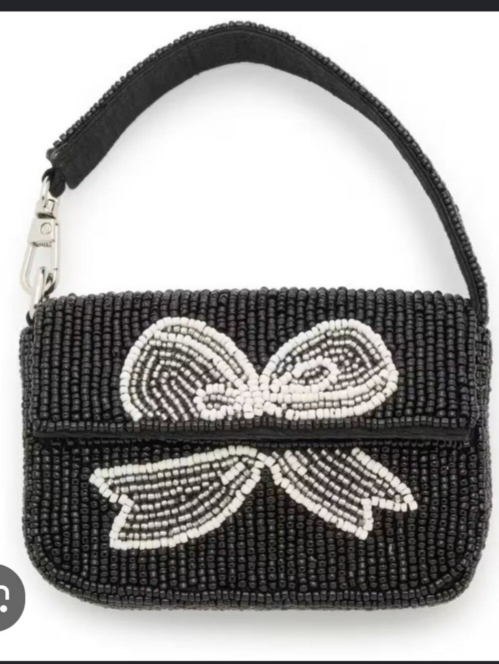 Kelly& Katie beaded mini Satchel bag With Black& White Intricate bow design, NWT